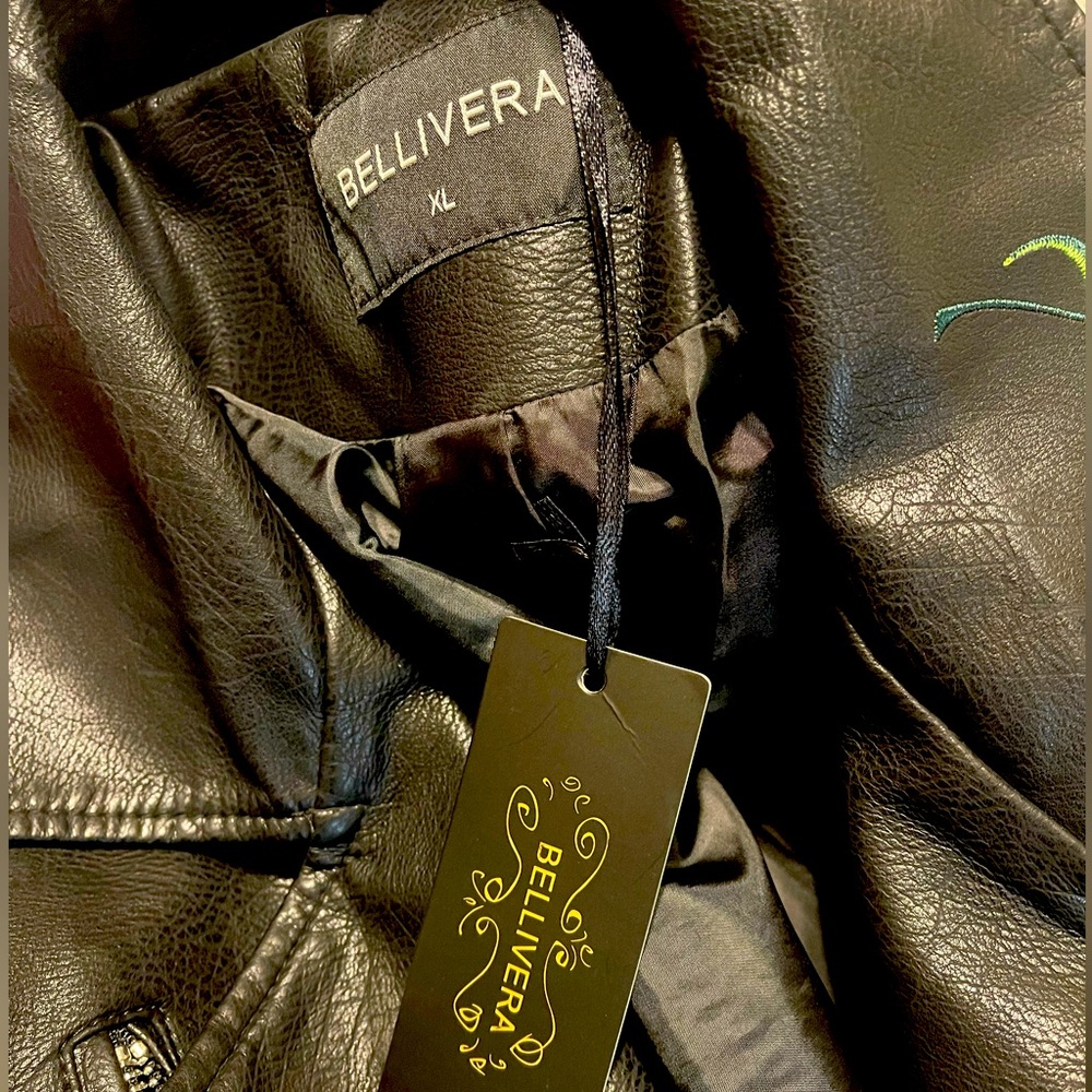 Women’s embroidered faux leather jacket